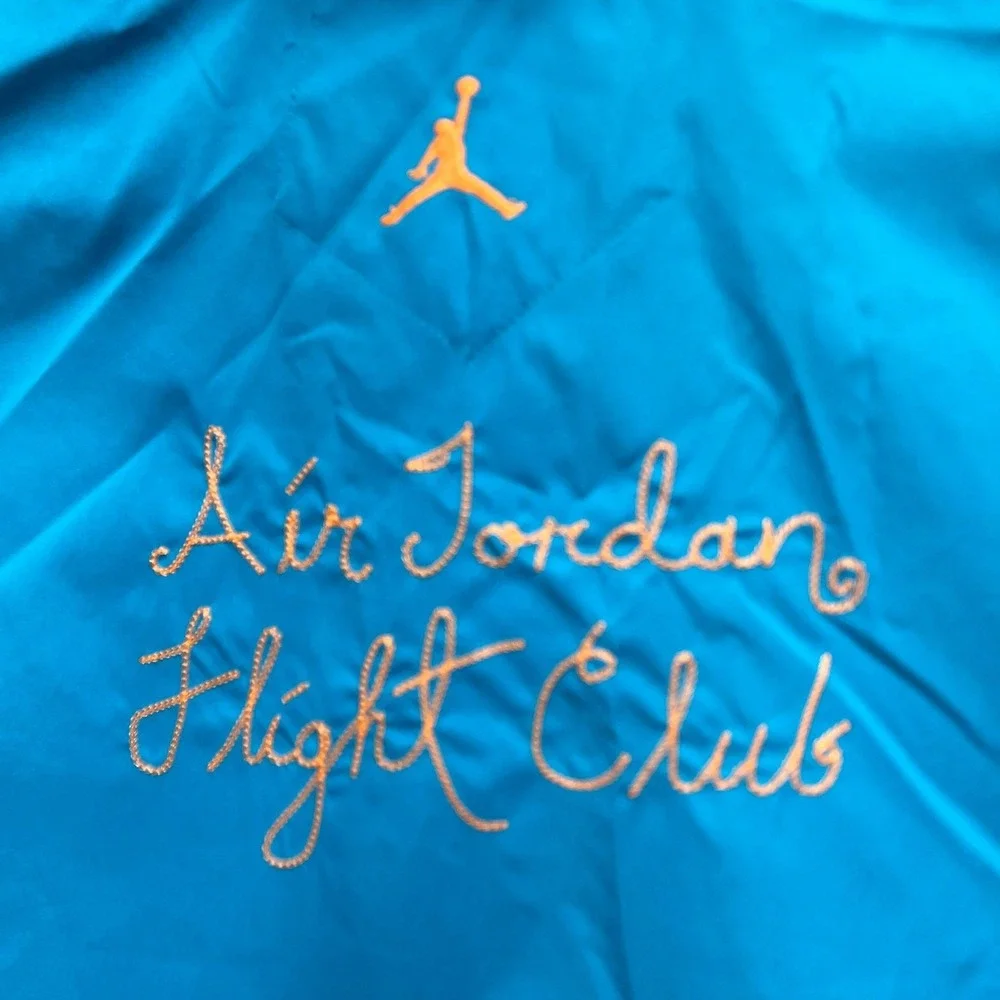Jordan Flight Club Mens Teal Blue Short Sleeve Bowling Shirt DZ3340-483 Size M